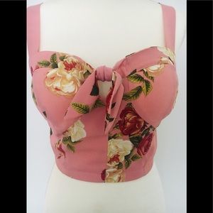 Rose print bustier top. 50s style.